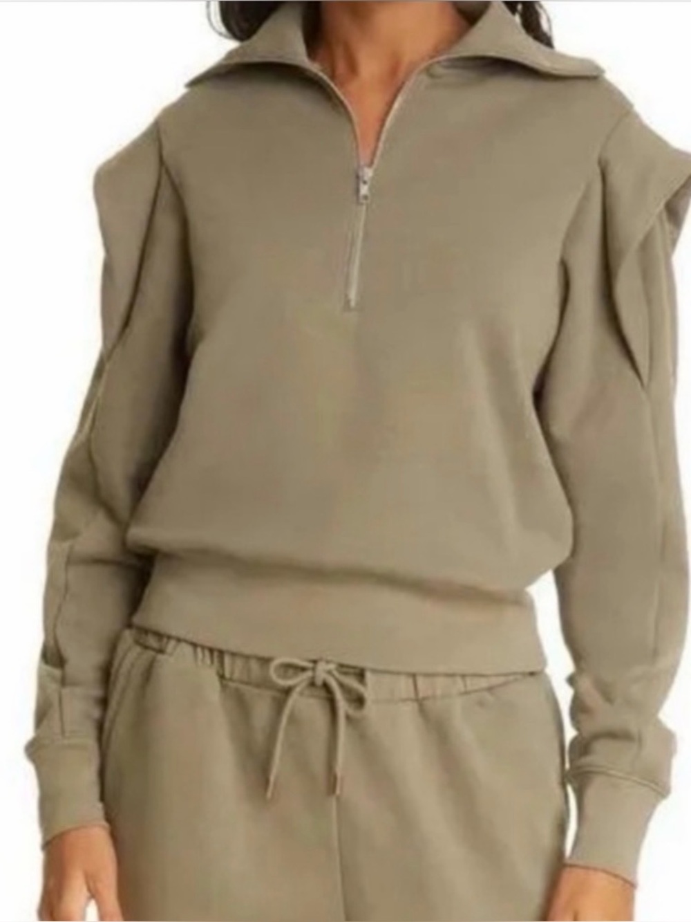 FRAME Military Green Half Zip Sweatshirt Jogger Set L